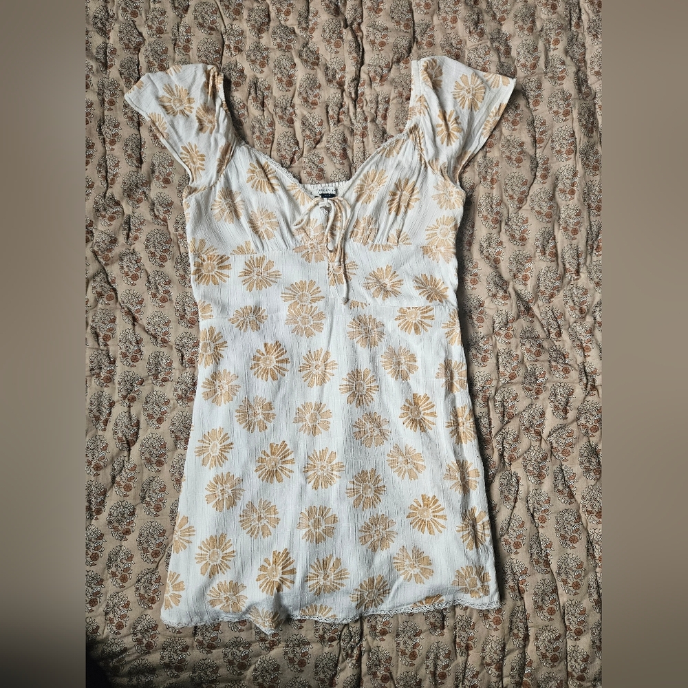 Floral Print Dress with Cap Sleeves